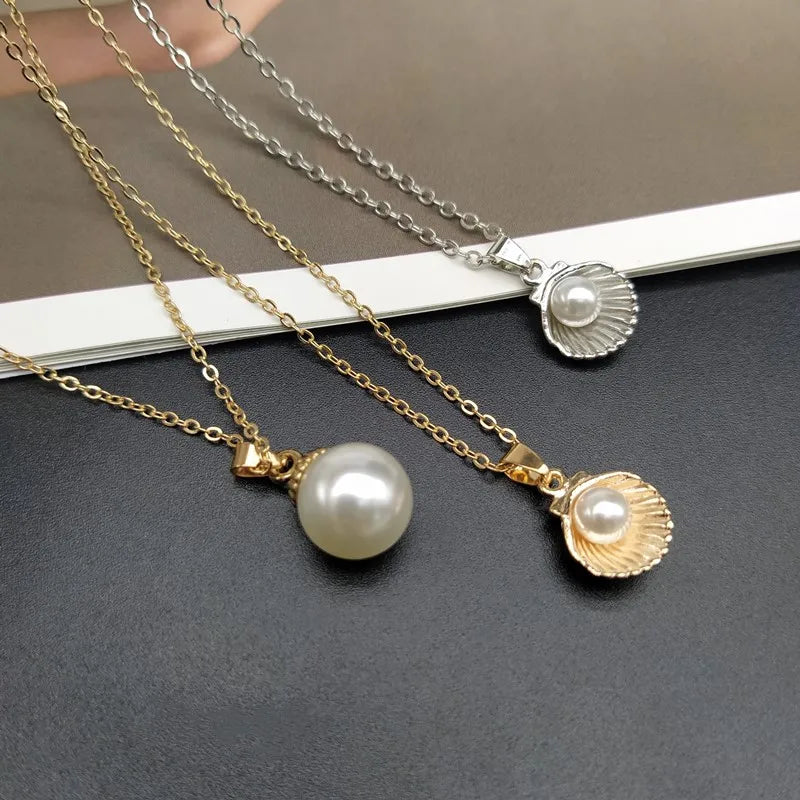 Trendy Summer Shell Imitation Pearl Pendant Necklace for Women - Image 5
