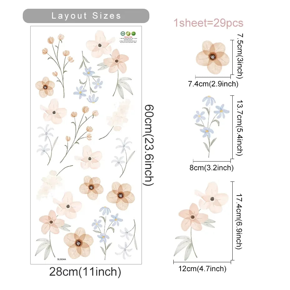 Boho Flowers Wall Stickers – Eco-friendly Removable Decals - Image 10