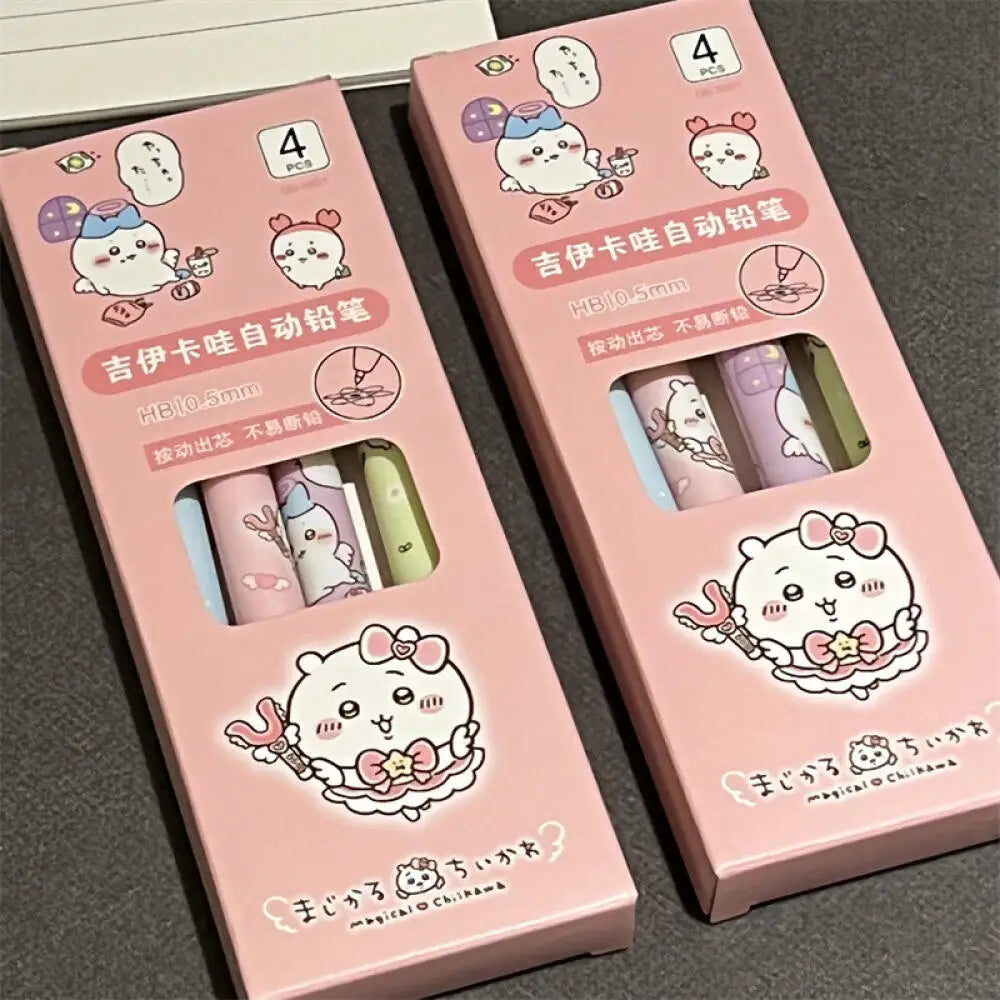 Chiikawa Mechanical Pencil Set – 4pcs Cute Cartoon Automatic Press Pencils - Image 3