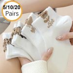 Women's Cartoon Teddy Bear Ankle Socks – Fashionable & Comfortable Footwear