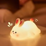 Big Face Rabbit Night Light – Cute Silicone Touch Lamp for Kids