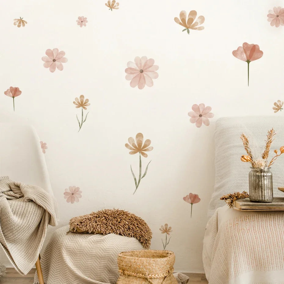 Boho Flowers Wall Stickers – Eco-friendly Removable Decals