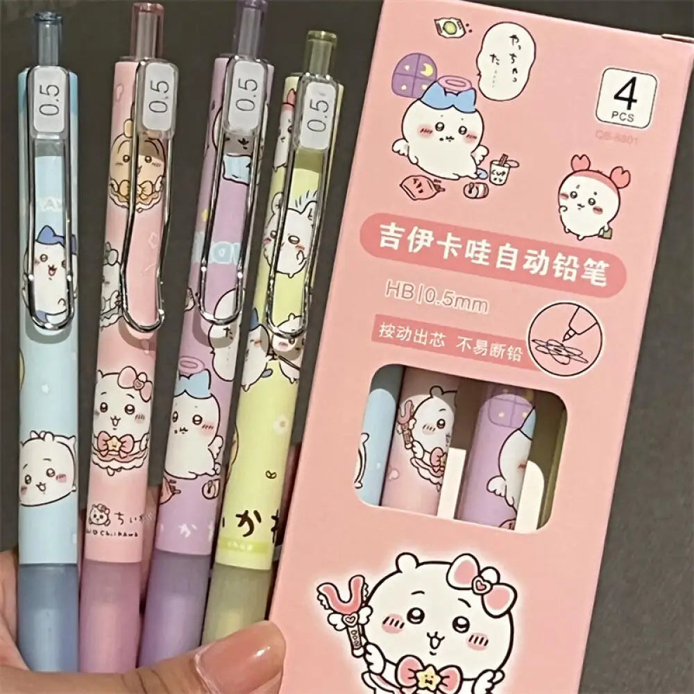 Chiikawa Mechanical Pencil Set – 4pcs Cute Cartoon Automatic Press Pencils - Image 2