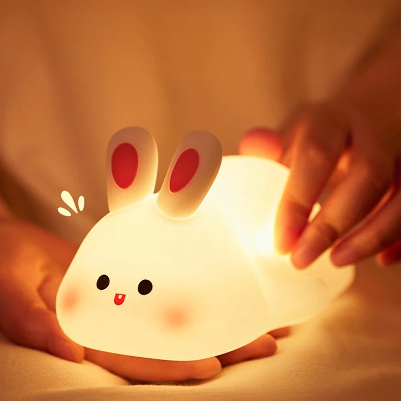 Big Face Rabbit Night Light – Cute Silicone Touch Lamp for Kids - Image 2