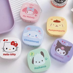 Kawaii Sanrio Contact Lenses Box – Hello Kitty, Kuromi Travel Case
