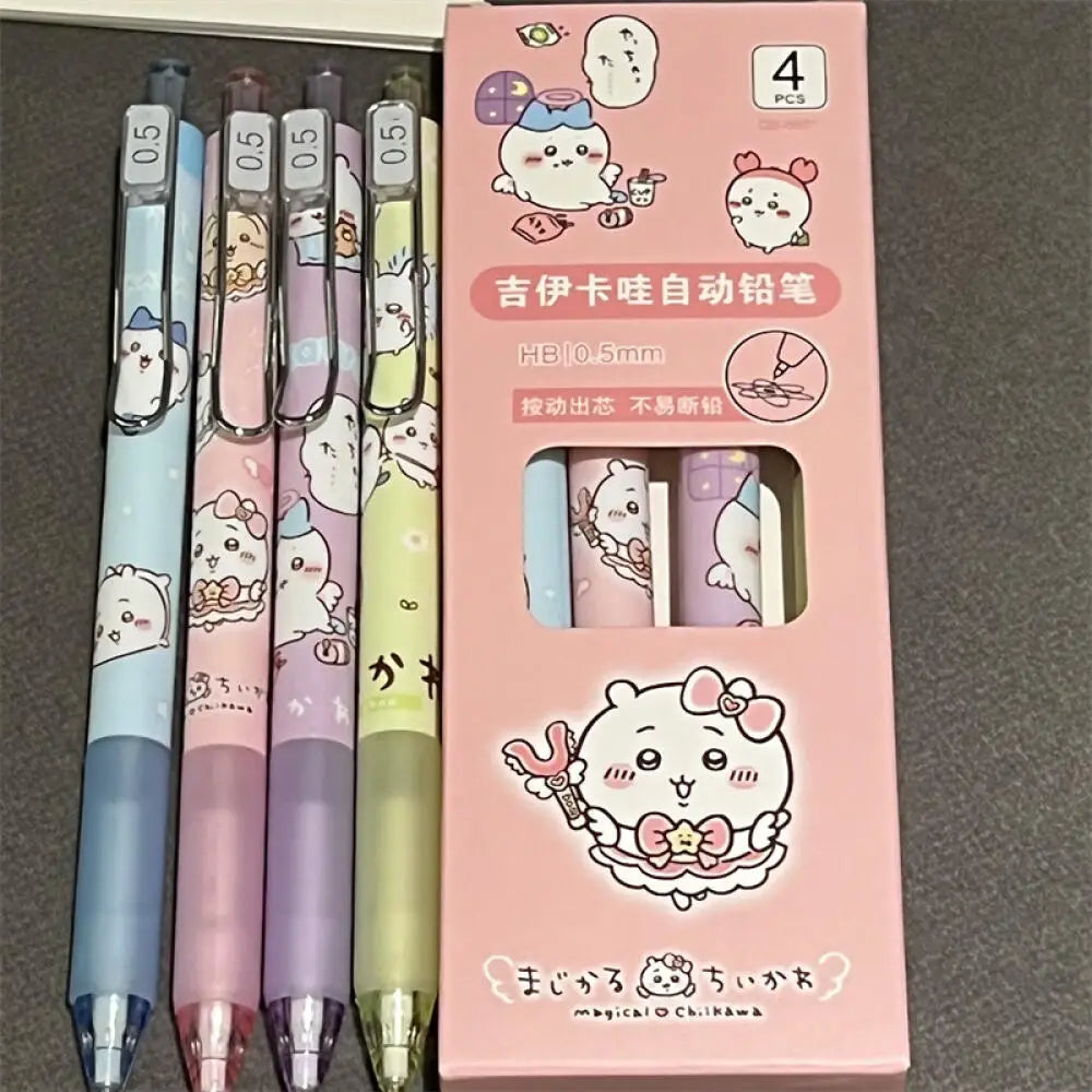 Chiikawa Mechanical Pencil Set – 4pcs Cute Cartoon Automatic Press Pencils