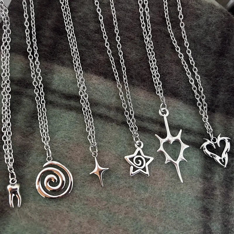 Y2K Flail Fire Heart Teeth Pendant Necklace – Fashion Jewelry - Image 2