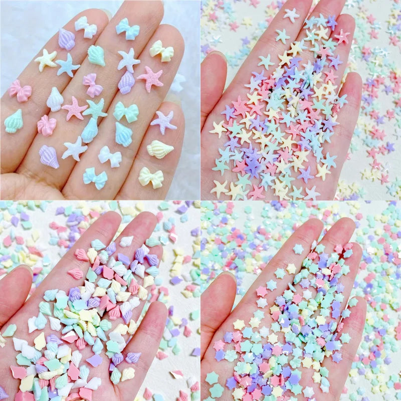 30pcs Resin Nail Charms – Kawaii 3D Shell & Jellyfish Nail Art