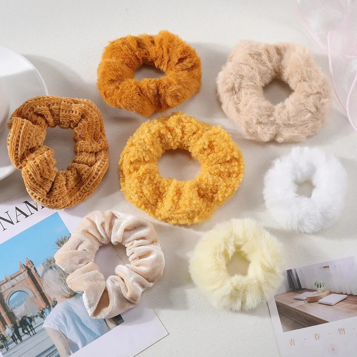 7/21 Pcs Women Hair Scrunchies Set – Plush Solid Hair Bands - Image 6