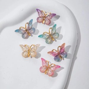 Sweet Macarons Gradient Color Butterfly Hairpins