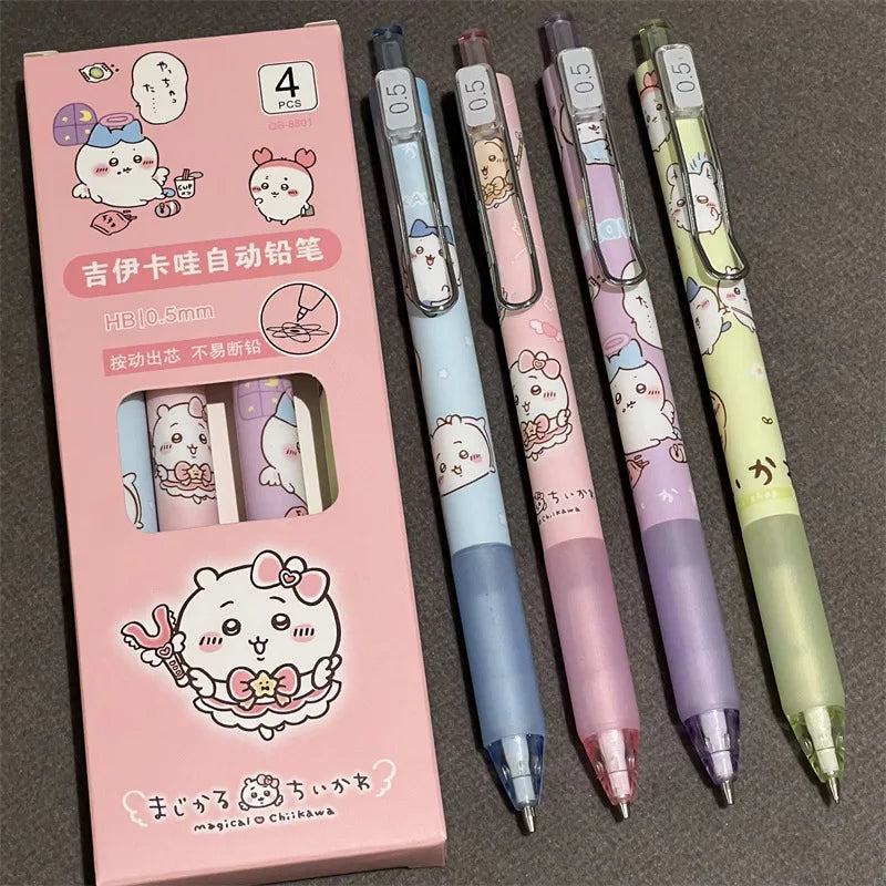 Chiikawa Mechanical Pencil Set – 4pcs Cute Cartoon Automatic Press Pencils - Image 6