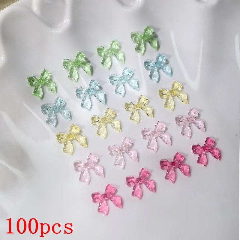 Vibrant Kawaii Nail Charms – 3D Bowknot Heart Flower Rhinestones - Image 26