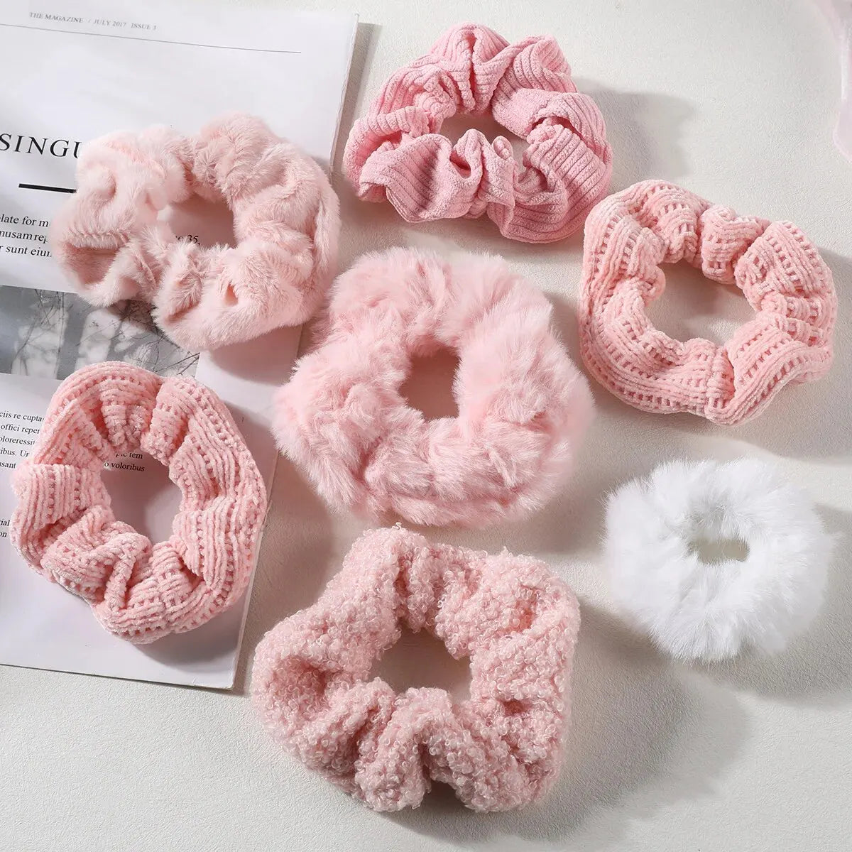 7/21 Pcs Women Hair Scrunchies Set – Plush Solid Hair Bands - Image 11